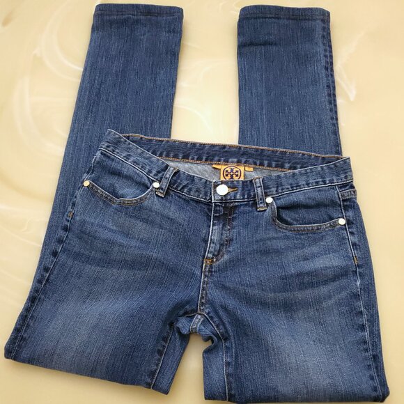 Tory Burch Slouchy Slim Gold Logo Hardware Low-Rise Y2K Women's Jeans Size 27 - Picture 4 of 14